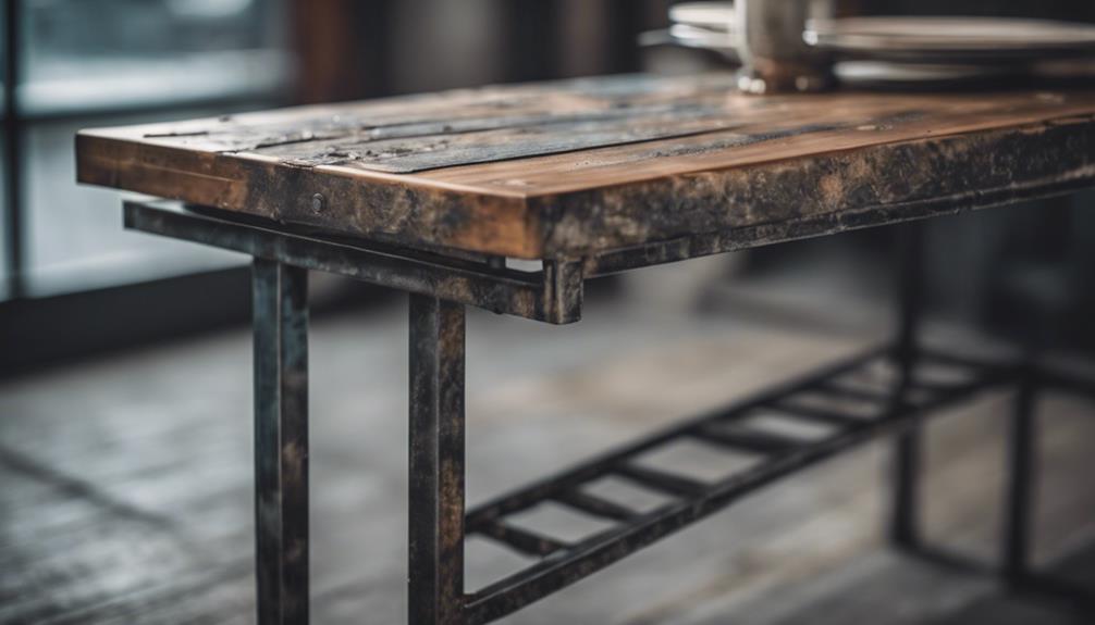 rustic wooden industrial tables