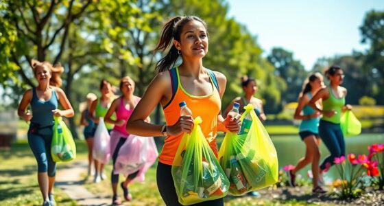 jogging while cleaning debris